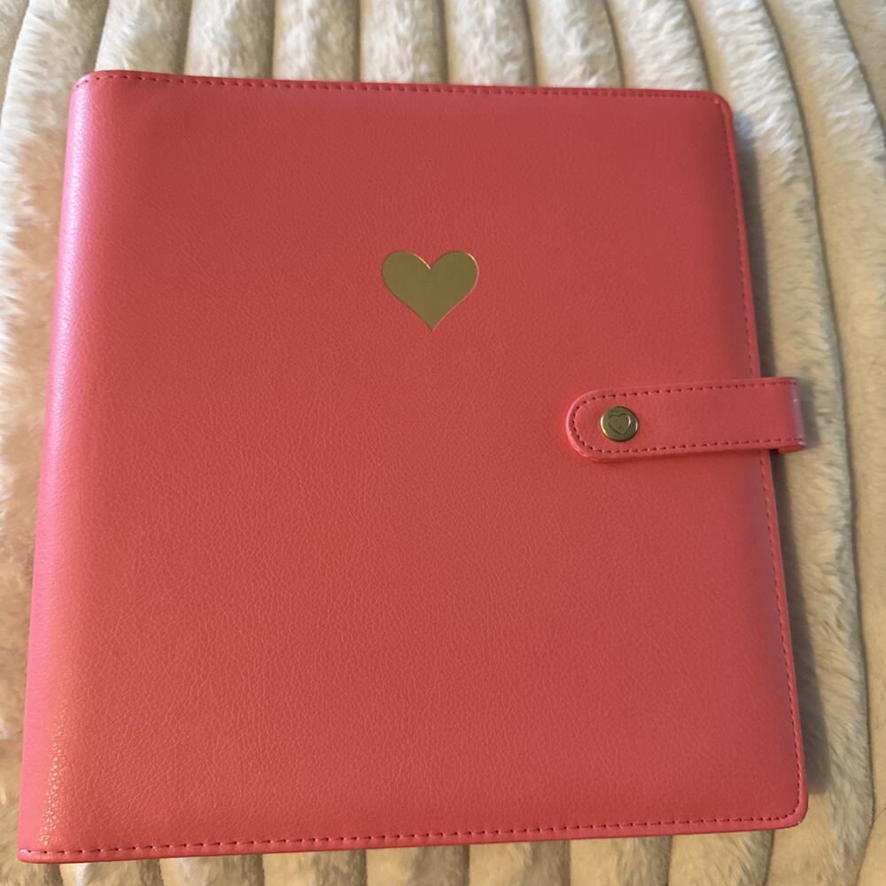 The Happy Planner Cover Pink With Gold Heart Snap Closure Journal